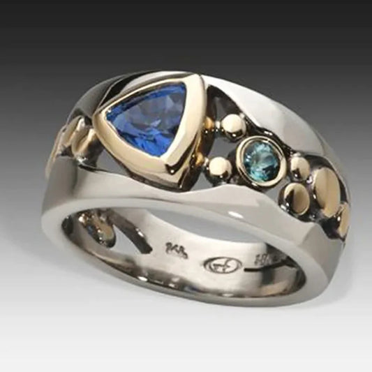 Anillo Cristal Azul Vintage