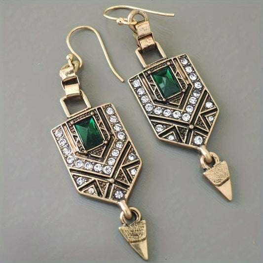 Aretes Circonitas Verdes Dorados Vintage