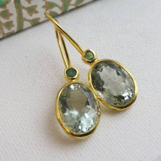 Aretes Cristal de Olivo en Oro