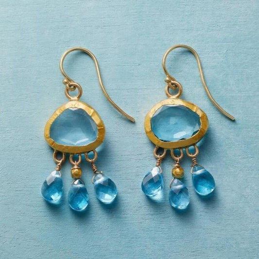 Aretes Cristales Azules Vintage