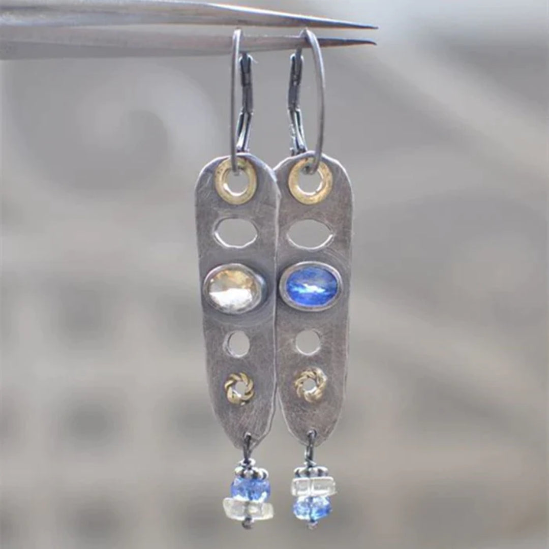 Aretes Huecos Azules Vintage