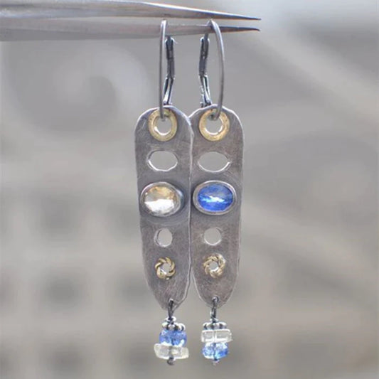 Aretes Huecos Azules Vintage