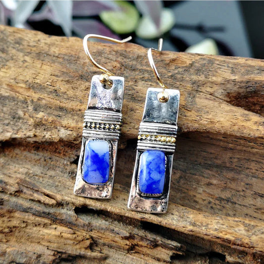 Aretes Azules Rectangulares Vintage