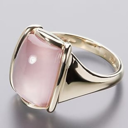 Anillo Cristal Rosado Vintage en Oro