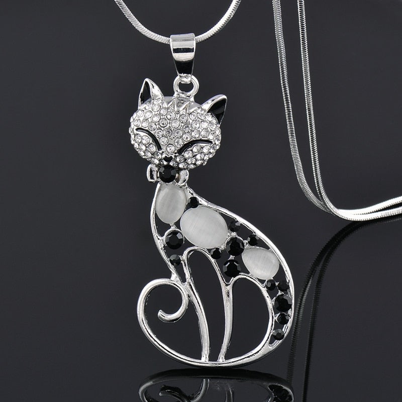 Collar Gatos del Amor en Plata y Circonitas Incrustadas