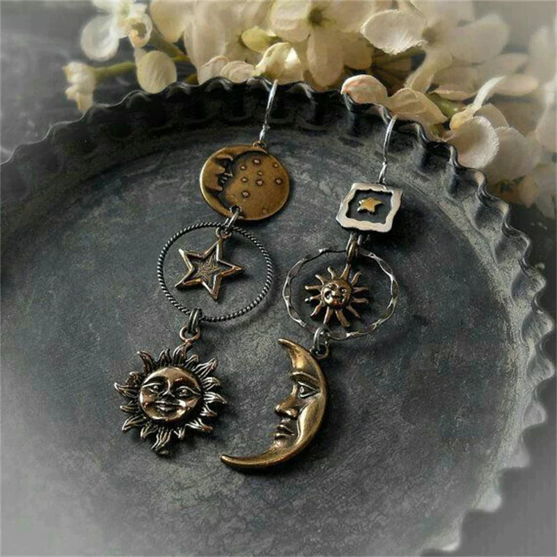 Aretes Colgante Sol-Luna