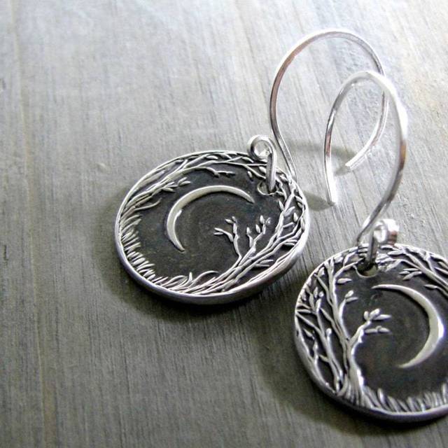 Aretes Vintage Noche Lunar en Plata