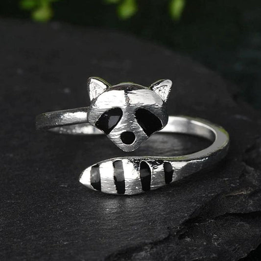 Anillo Ajustable de Mapache en Plata 925