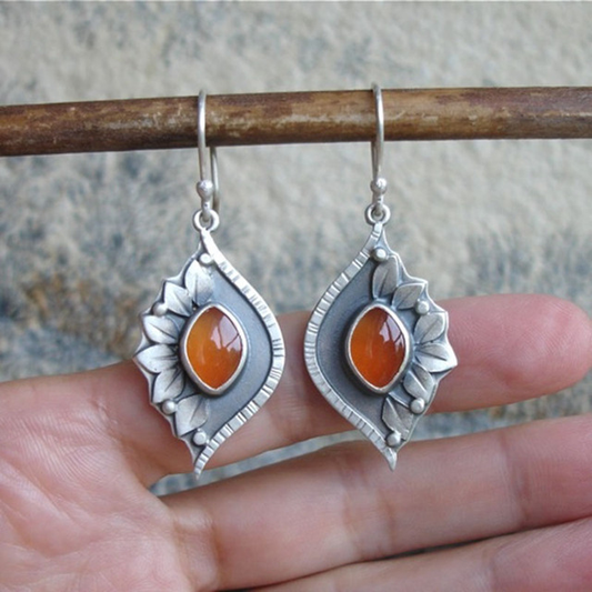 Aretes Boho con Cristales Naranjas