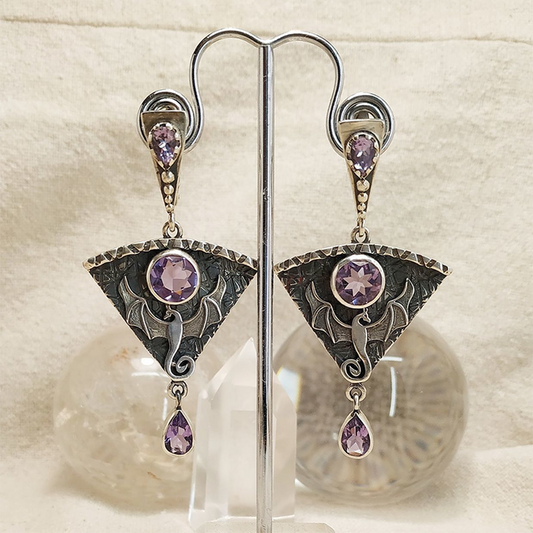 Aretes  Vintage de Plata y Circonita Violeta