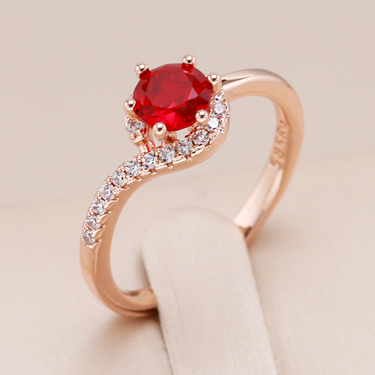 Anillo de Circonita Roja Elegante