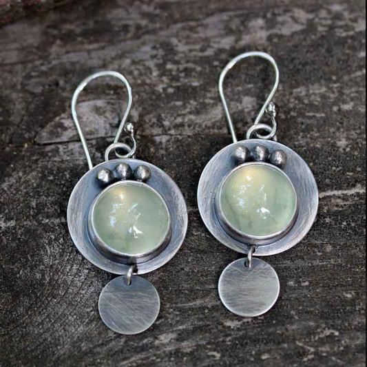 Aretes Vintage Piedra Lunar Verde