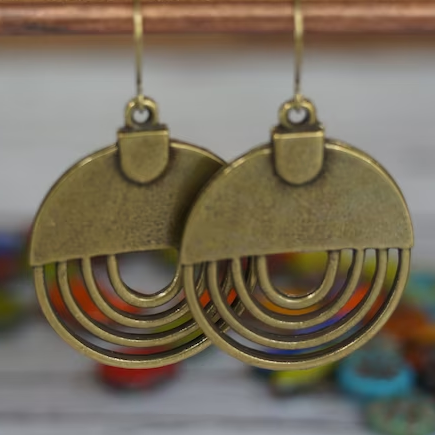 Aretes Circulos Dorados Vintage