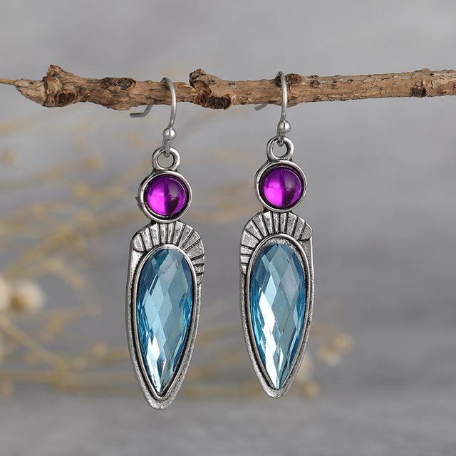 Aretes de Cristales Azules Vintage