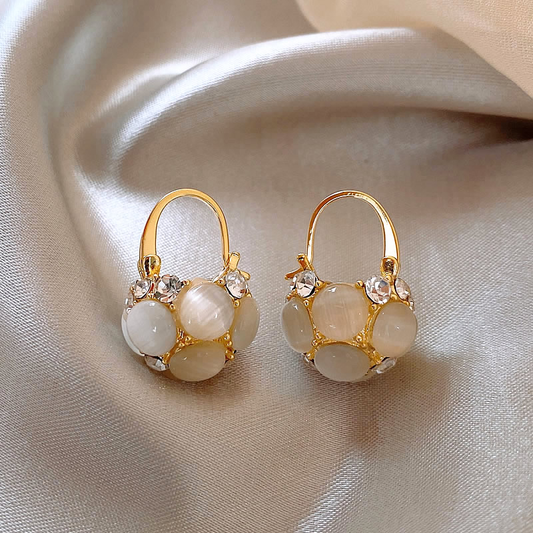 Aretes de Perlas con Cristales de Oro