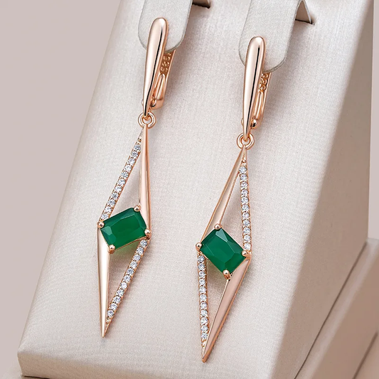 Aretes Colgantes Verdes Brillantes