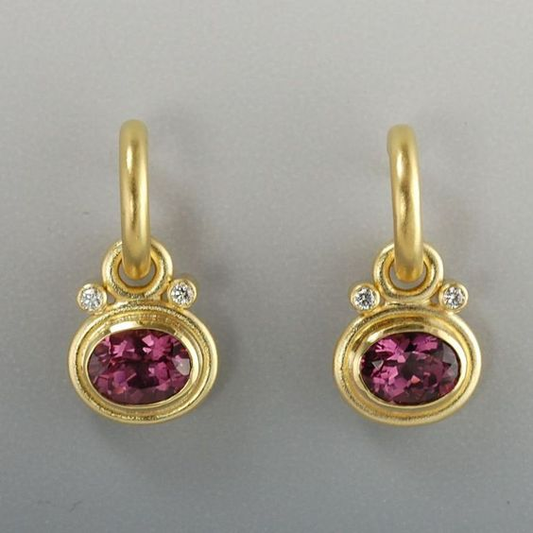 Aretes Vintage Granate Dorados