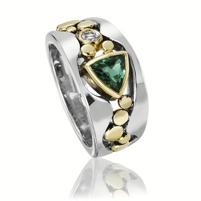 Anillo Cristal Verde Vintage