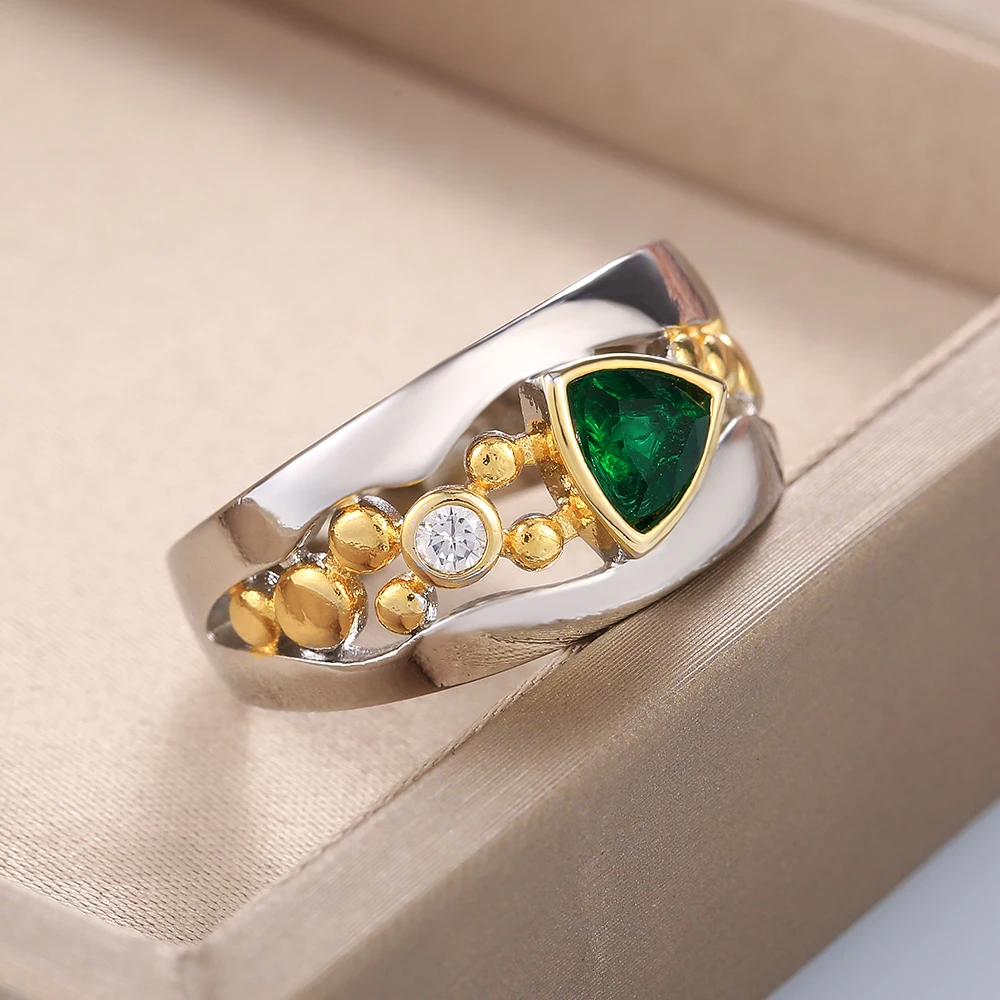 Anillo Cristal Verde Vintage