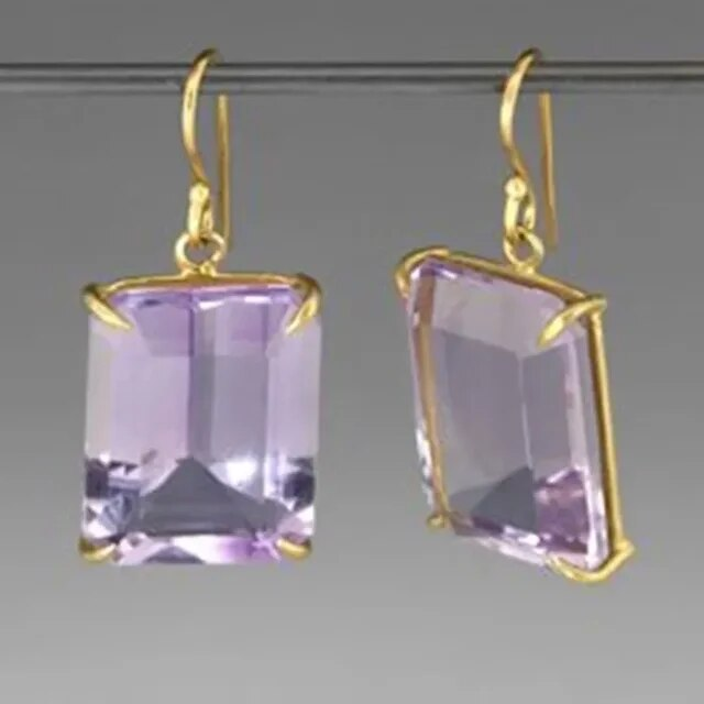 Aretes Cristal Morado Cúbico Vintage