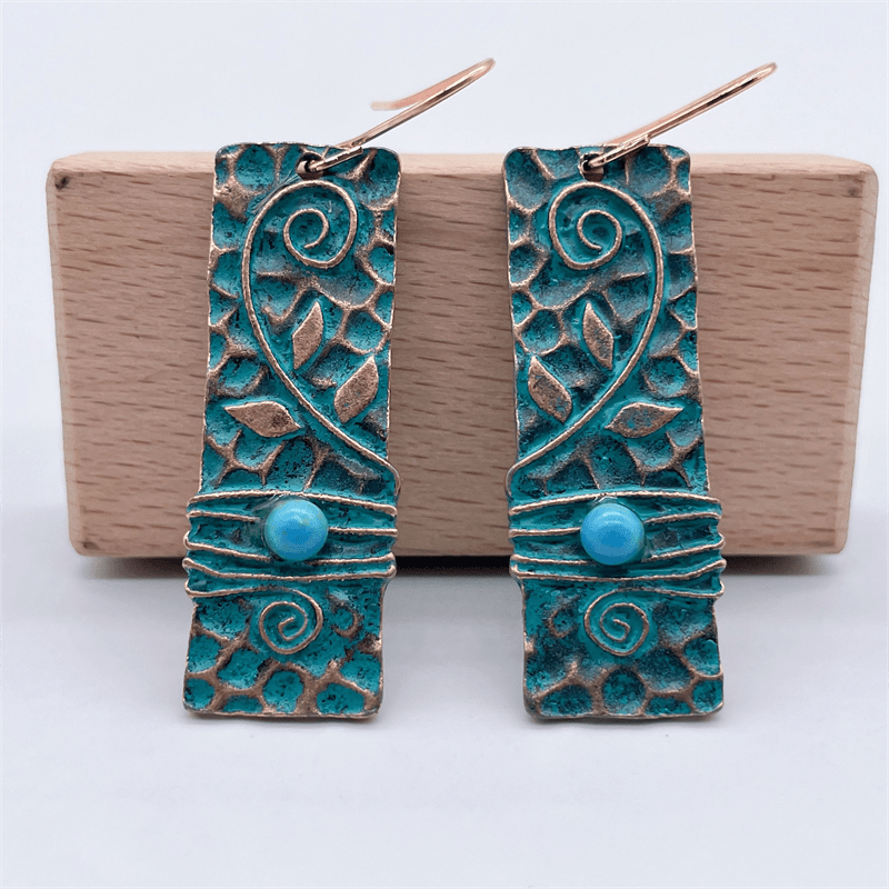 Aretes Rectangulares Vintage Azules