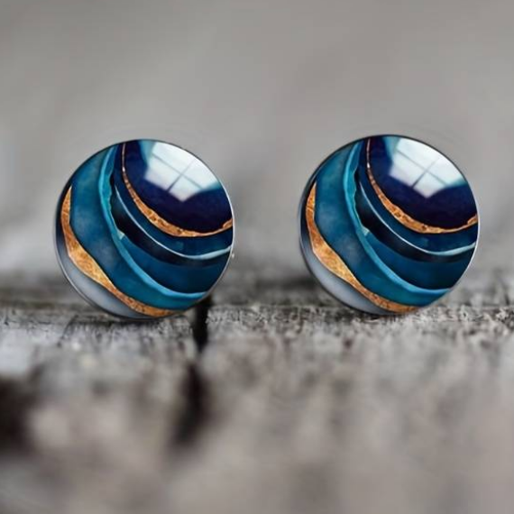 Aretes Redondos Azules Vintage