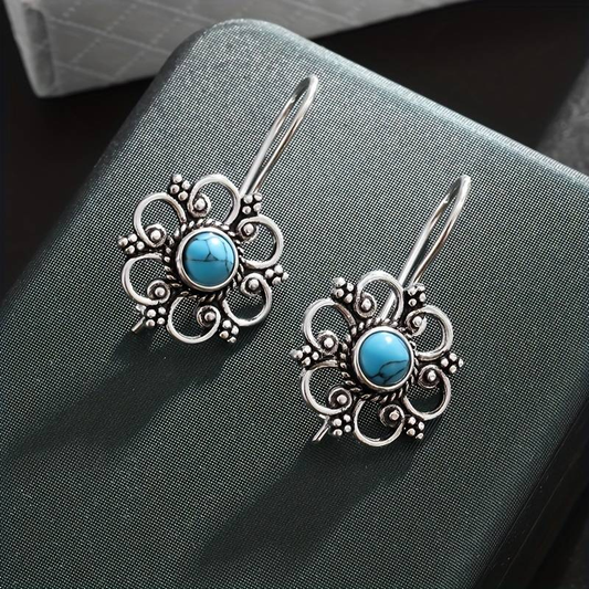 Aretes Flor Azul Vintage