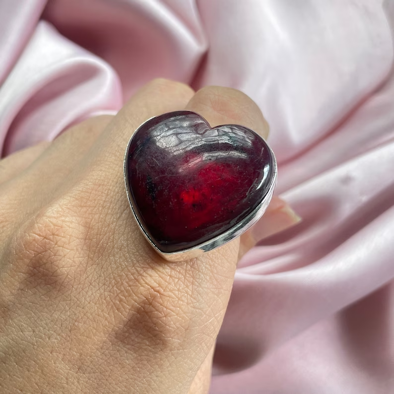 Anillo Corazón Rojo Vintage