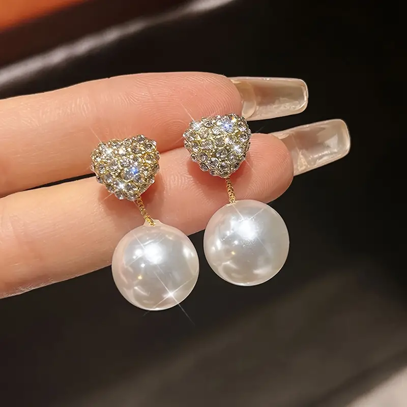 Aretes Brillo con Perla Elegantes