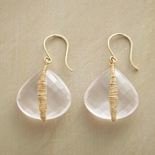 Aretes Cristal Blanco Dorados Vintage