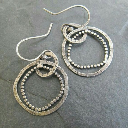 Aretes Aros Plateados Vintage