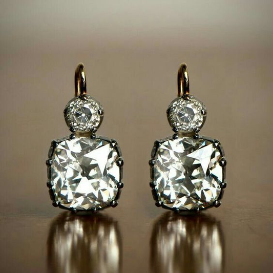 Aretes Cristal Cuadrado Brillante Vintage