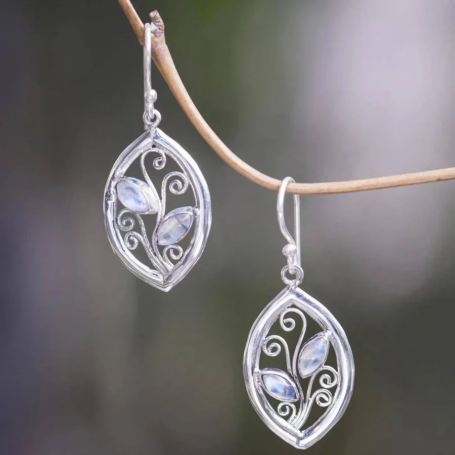 Aretes Hiedra Cristal en Plata