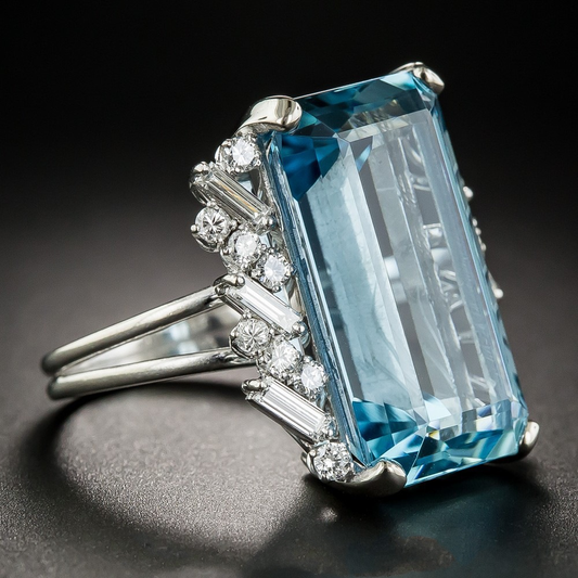 Anillo Vintage Cristal Azul