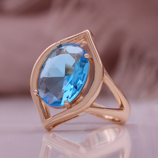 Anillo Vintage de Oro Rosa y Cristal Azul