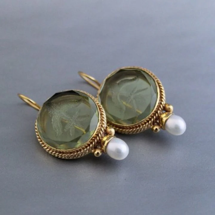 Aretes Verdes Vintage en Oro