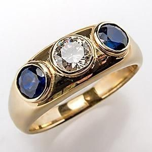 Anillo Cristal Azul en Oro Vintage