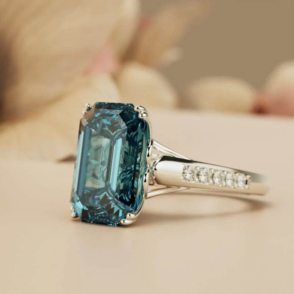 Anillo Cristal Azul Vintage