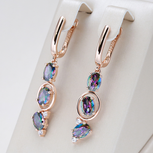 Aretes con Cristales Multicolores en Oro