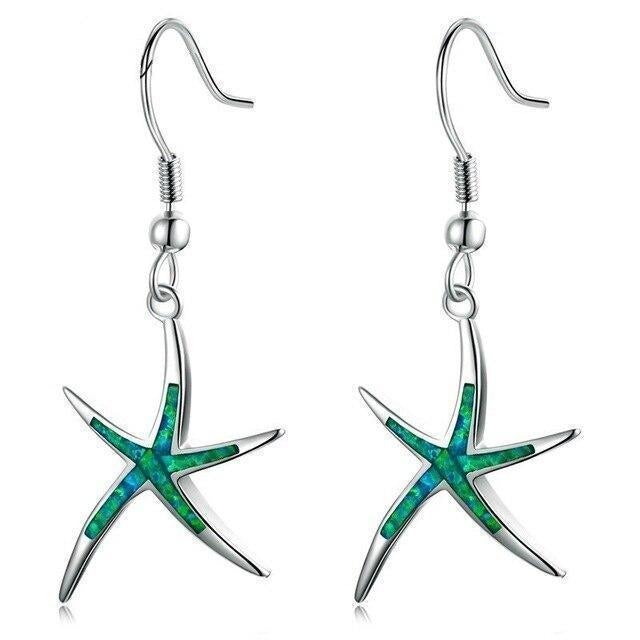 Aretes Estrella de Mar en Ópalo y Plata