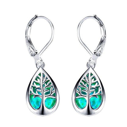 Aretes Árbol de la Vida en Ópalo y Plata